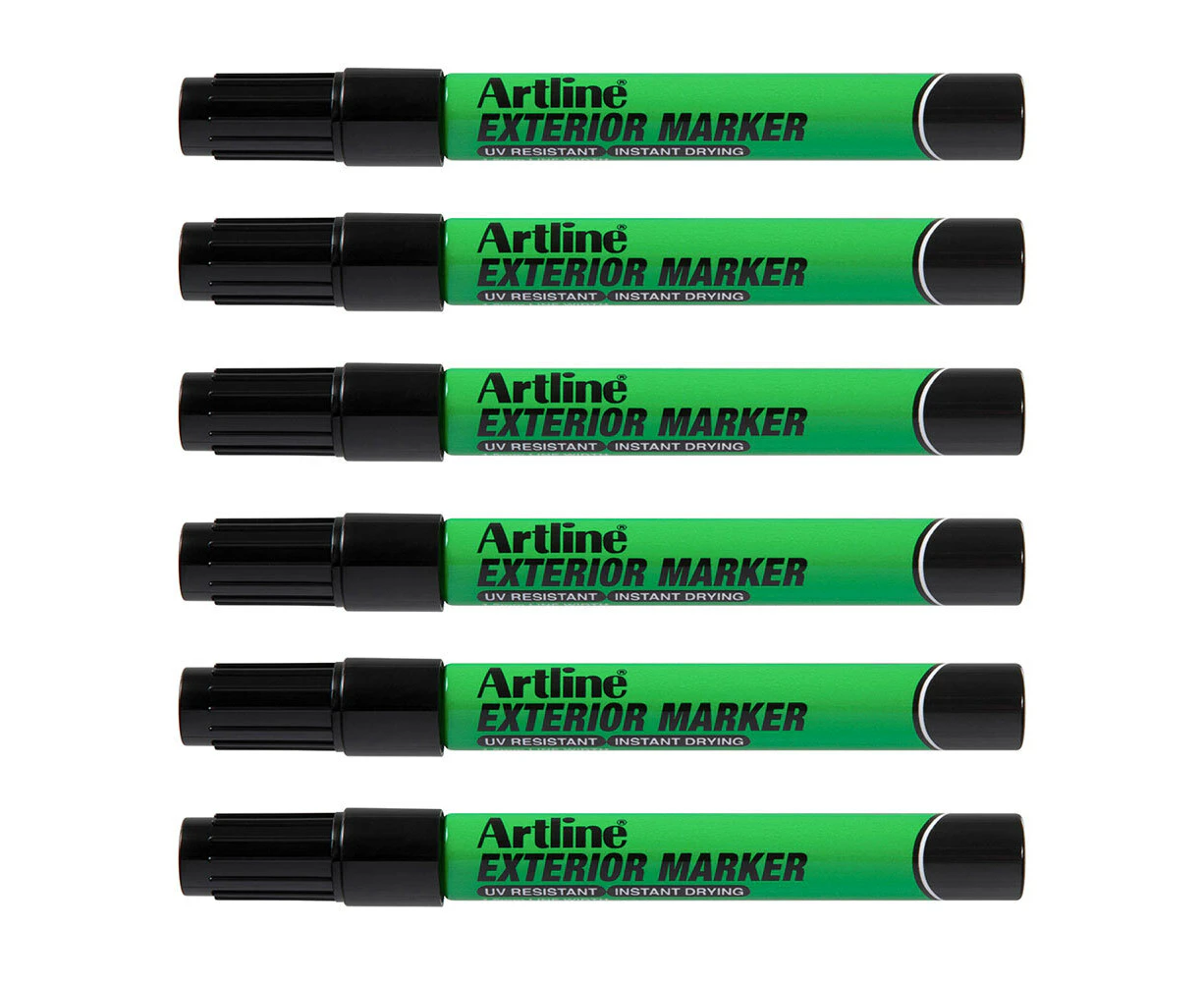 12PK Artline Exterior Permanent Marker 1.5mm Bullet Nib UV Resistant Pen Black