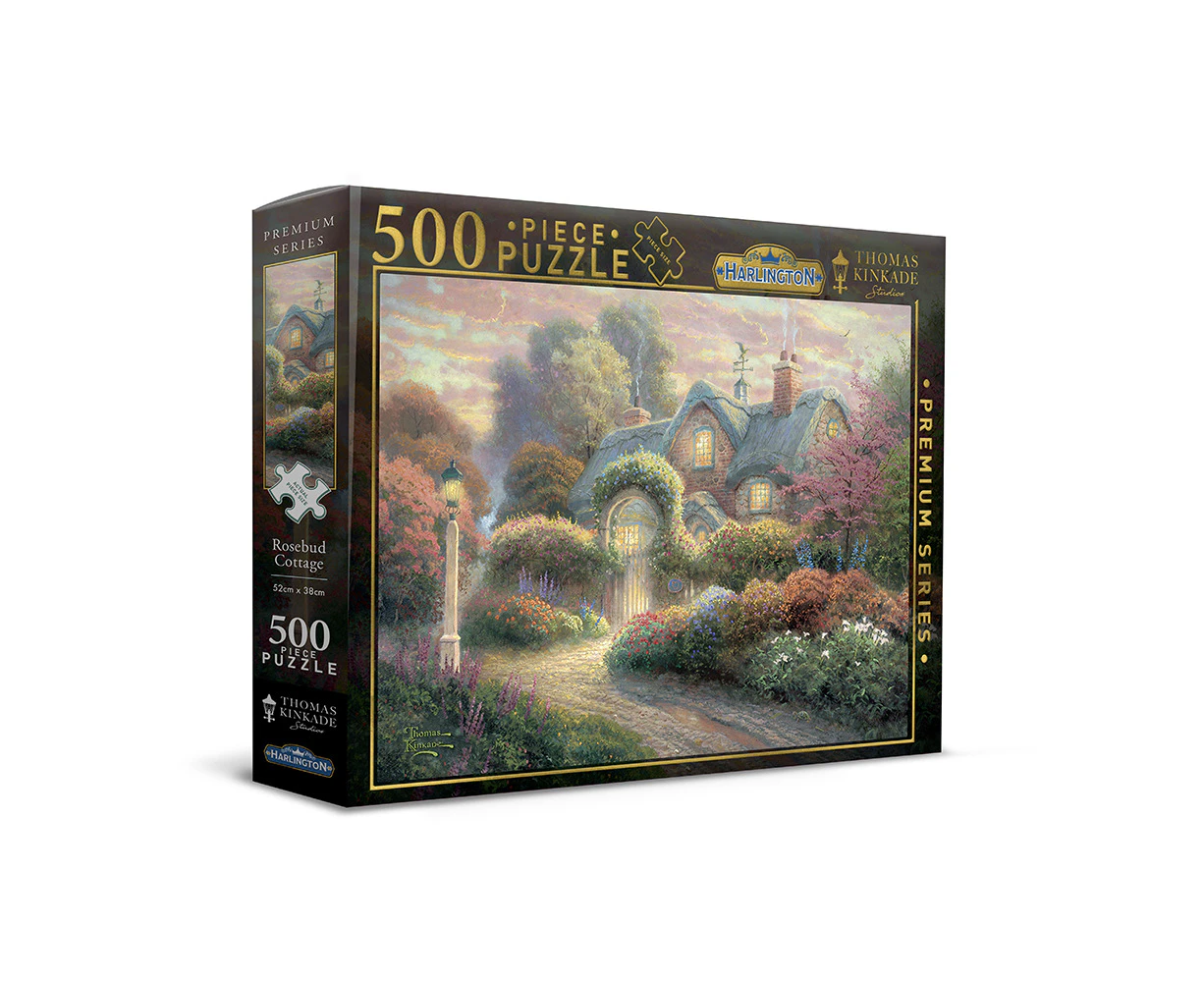 500pc Harlington Thomas Kinkade Family Puzzle Rosebud Cottage 8yrs+ 52x38cm