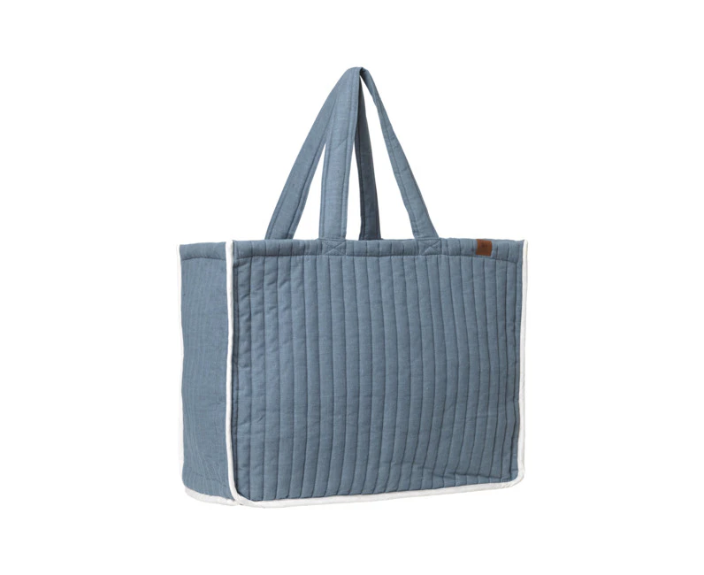 Fabelab 60x45cm Quilted Weekend Storage Bag Carry Tote Chambray Blue Spruce