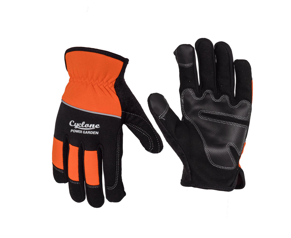 Cyclone Size XL Gardening Gloves Touch Screen Compatible Hivis Orange/Black