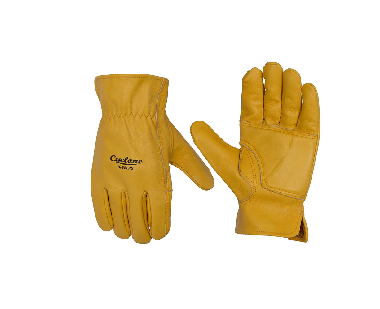 Cyclone Size Medium Padded Riggers Gardening Gloves Riggers Leather Yellow