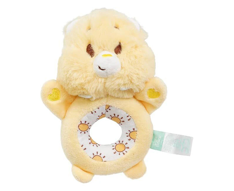 Resoftable Care Bears Plush Baby/Toddler Ring Rattle Toy - Funshine Bear 0y+