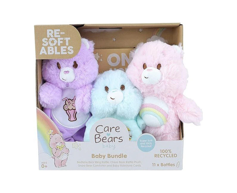 Resoftable Care Bears Baby Ring Rattle/Comforter/Plush Baby Toy Pack 0y+