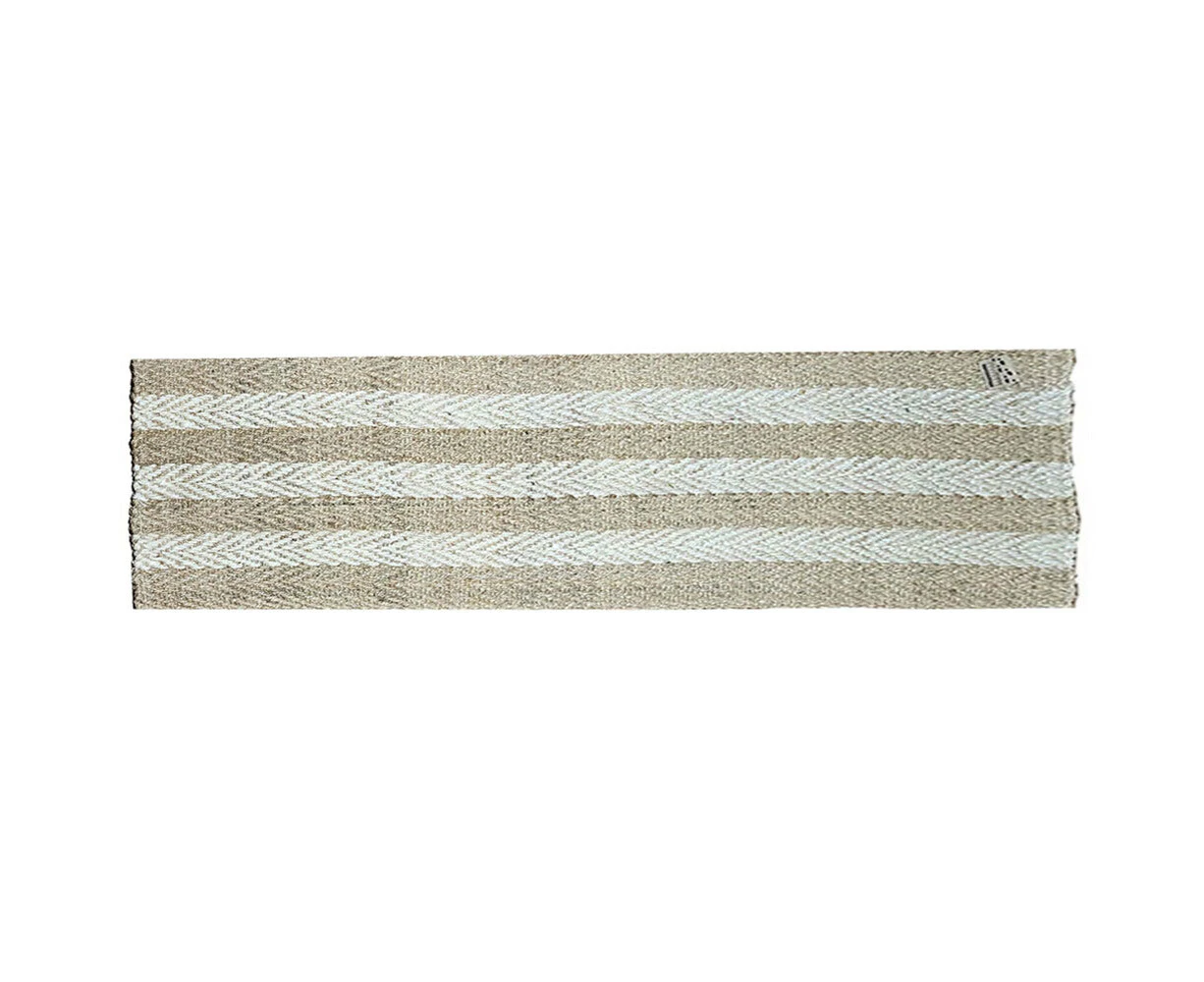 Solemate Jute 2 Tone Stripes 80x300cm Stylish Outdoor Entrance Doormat Set