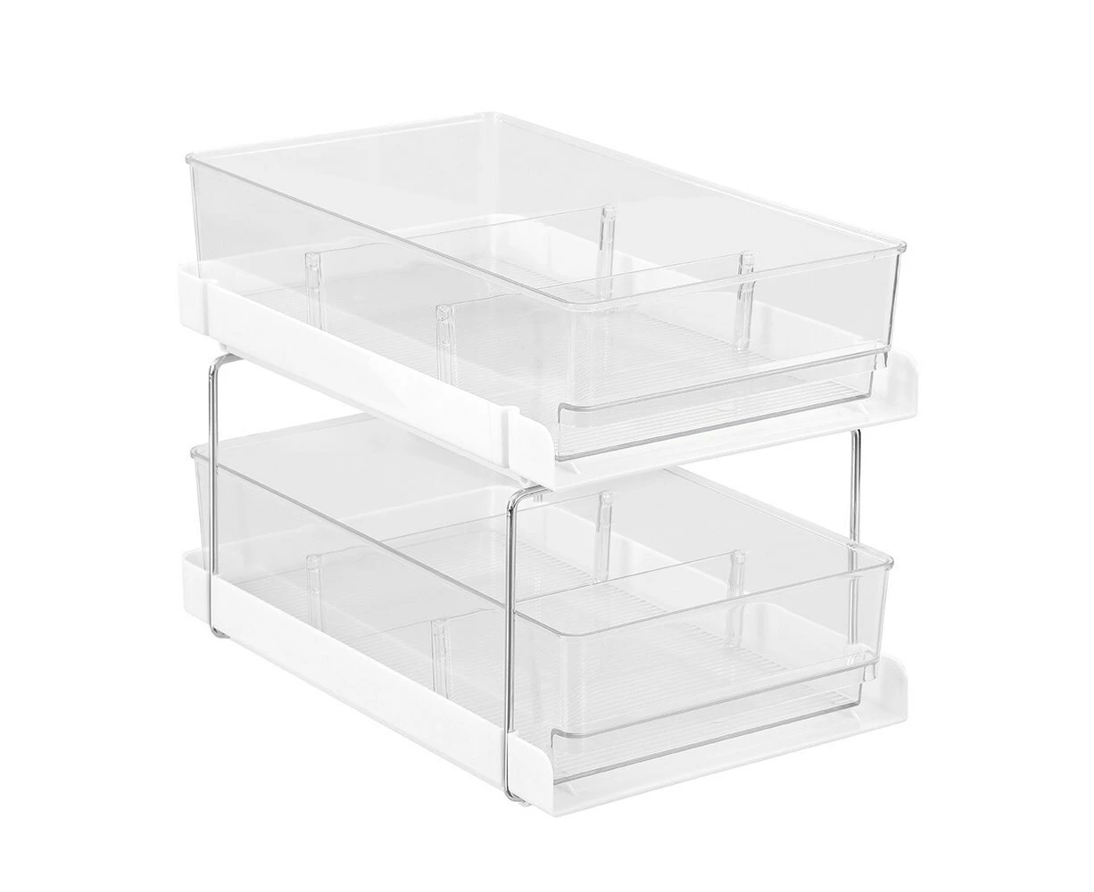 Boxsweden 2-Tier Crystal 35x25.5cm Drawer Tray Storage Organiser w/ Dividers