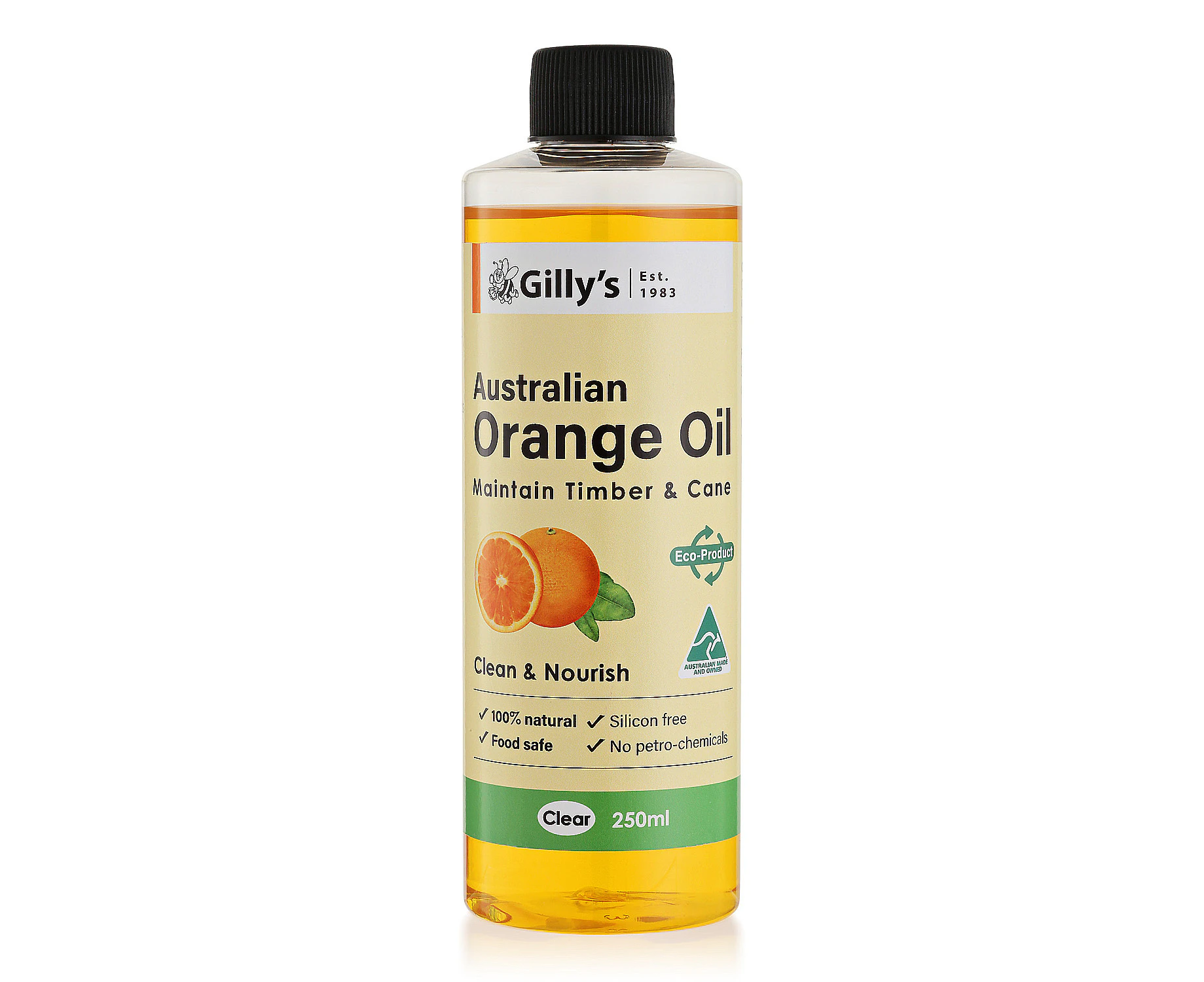 Gilly's Australian 250ml Orange Oil Natural Maintenance Polish For Timber/Cane