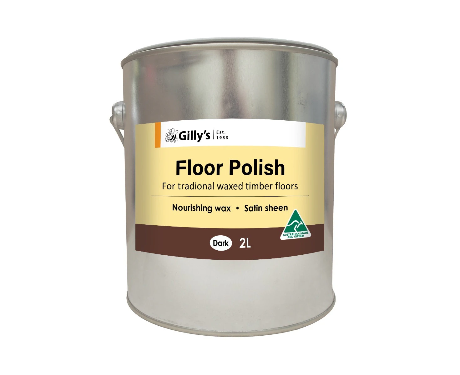 Gilly's 2L Dark Beeswax-Based Floor Polish For Waxed Dry Timber Floorboards