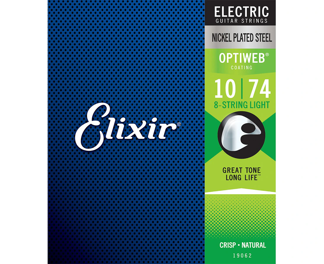 Elixir #19062 Electric Guitar 8 Strings Optiweb Nickel Plated Steel 10-74 Light