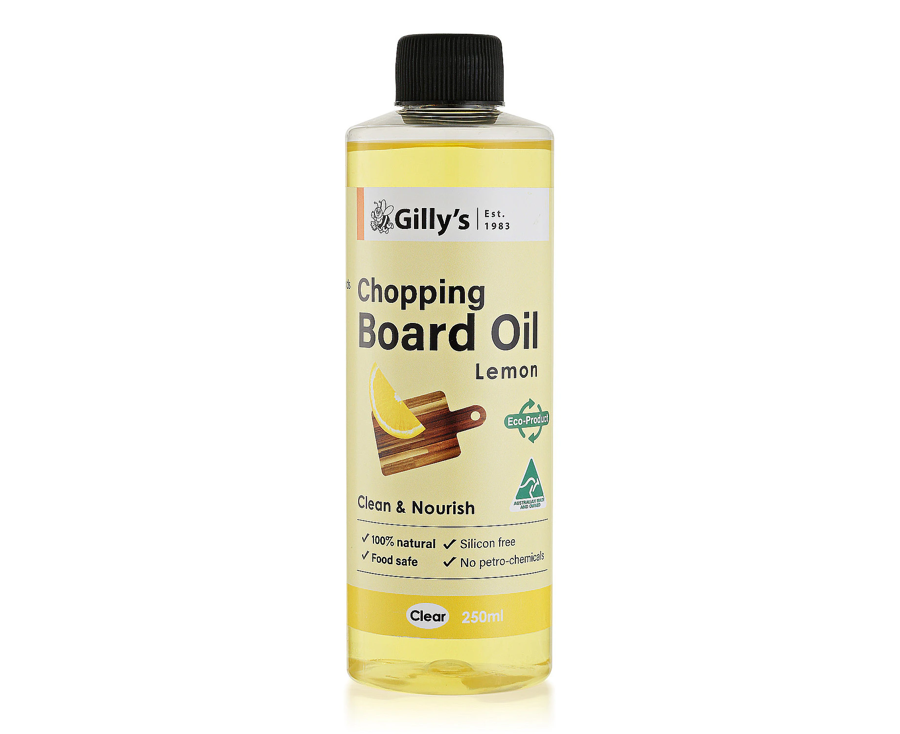 Gilly's 250ml Food Safe Non Toxic Kitchen Chopping Board Rejuvenate Oil Lemon