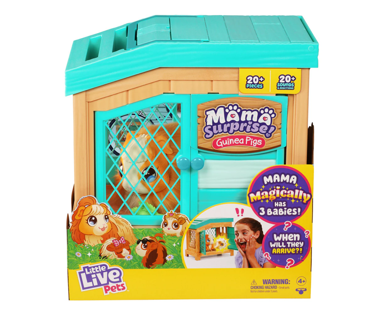 Little Live Pets Mama Surprise Guinea Pig w/Babies/Hutch Playset Kids Toy 4y+