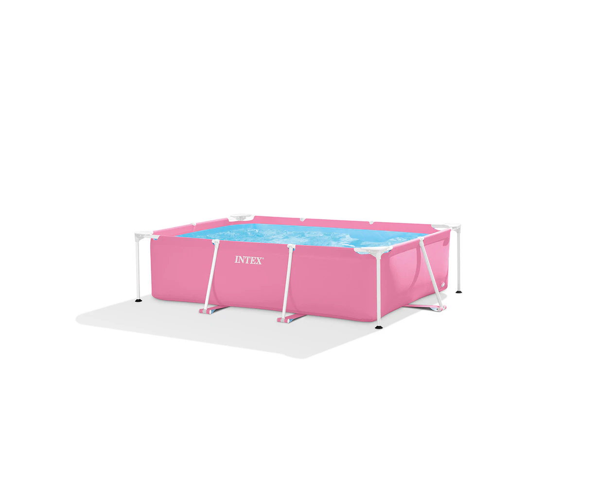 Intex 2.2x1.5m Rectangular Frame Above Ground Swimming Pool Outdoor/Garden Pink