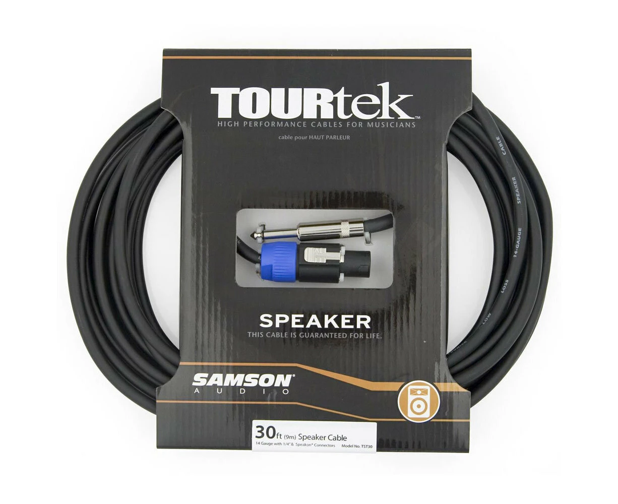 TourTek 9.15m Male Speakon to Jack Speaker Instrument Cable/Audio Connector BLK