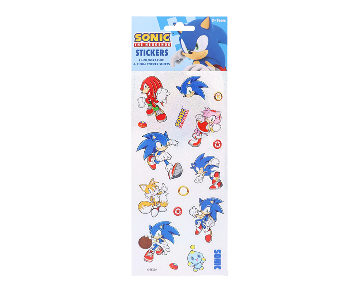 3PK Sonic The Hedgehog Kids/Children Holographic & Fun Sticker Sheets Decals 3y+