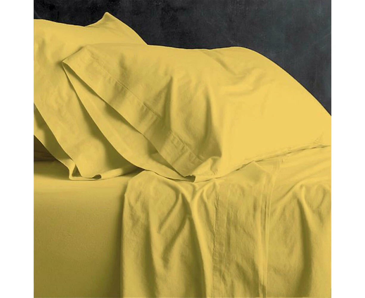 Park Avenue European Vintage Washed Cotton Sheet Set - Misted Yellow