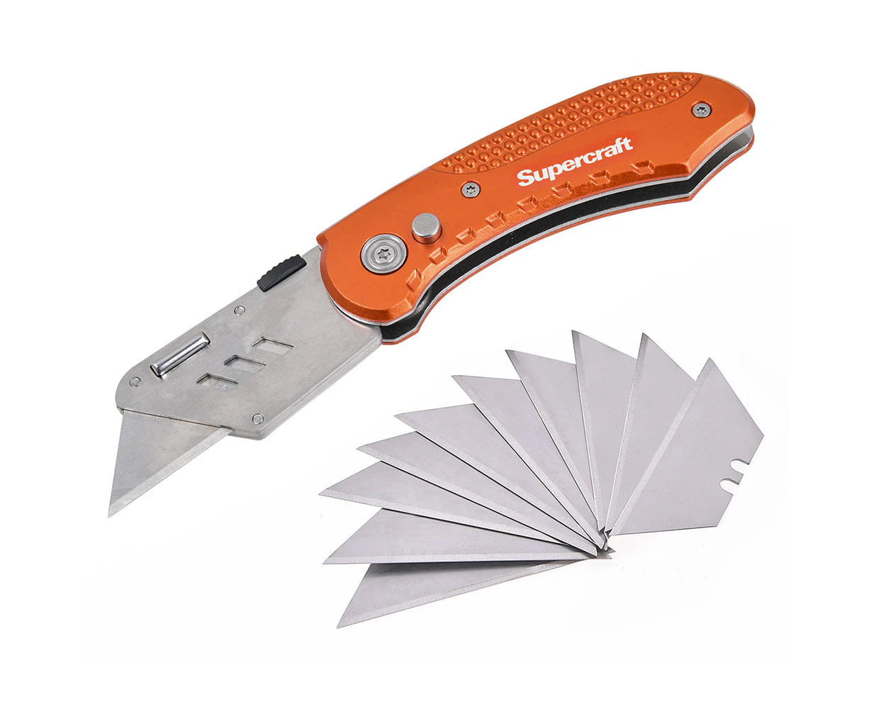 10pc Supercraft Utility Knife Folding With Blades Home Diy Cutting Tool