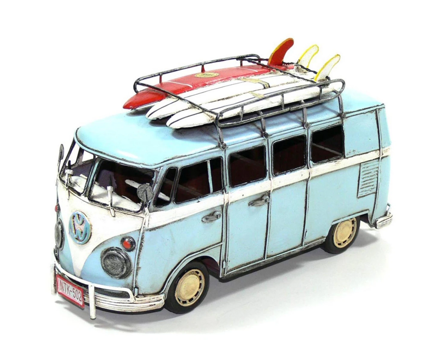 Boyle 32cm Vintage Volkswagen Kombi Van Metal Standing Ornament Decoration Blue