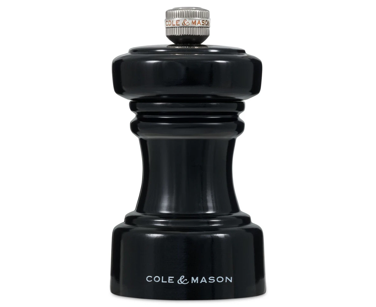 Cole & Mason Hoxton Black Gloss Kitchen Salt Mill Seasoning Grinder 104mm