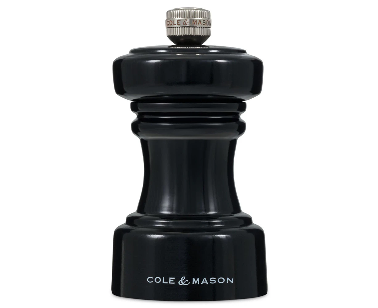 Cole & Mason Hoxton Black Gloss Kitchen Pepper Mill Seasoning Grinder 104mm