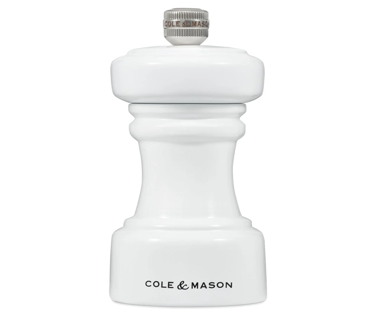 Cole & Mason Hoxton White Gloss Kitchen Salt Mill Seasoning Grinder 104mm