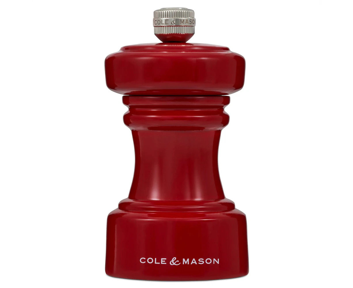 Cole & Mason Hoxton Red Gloss Kitchen Pepper Mill Seasoning Grinder 104mm