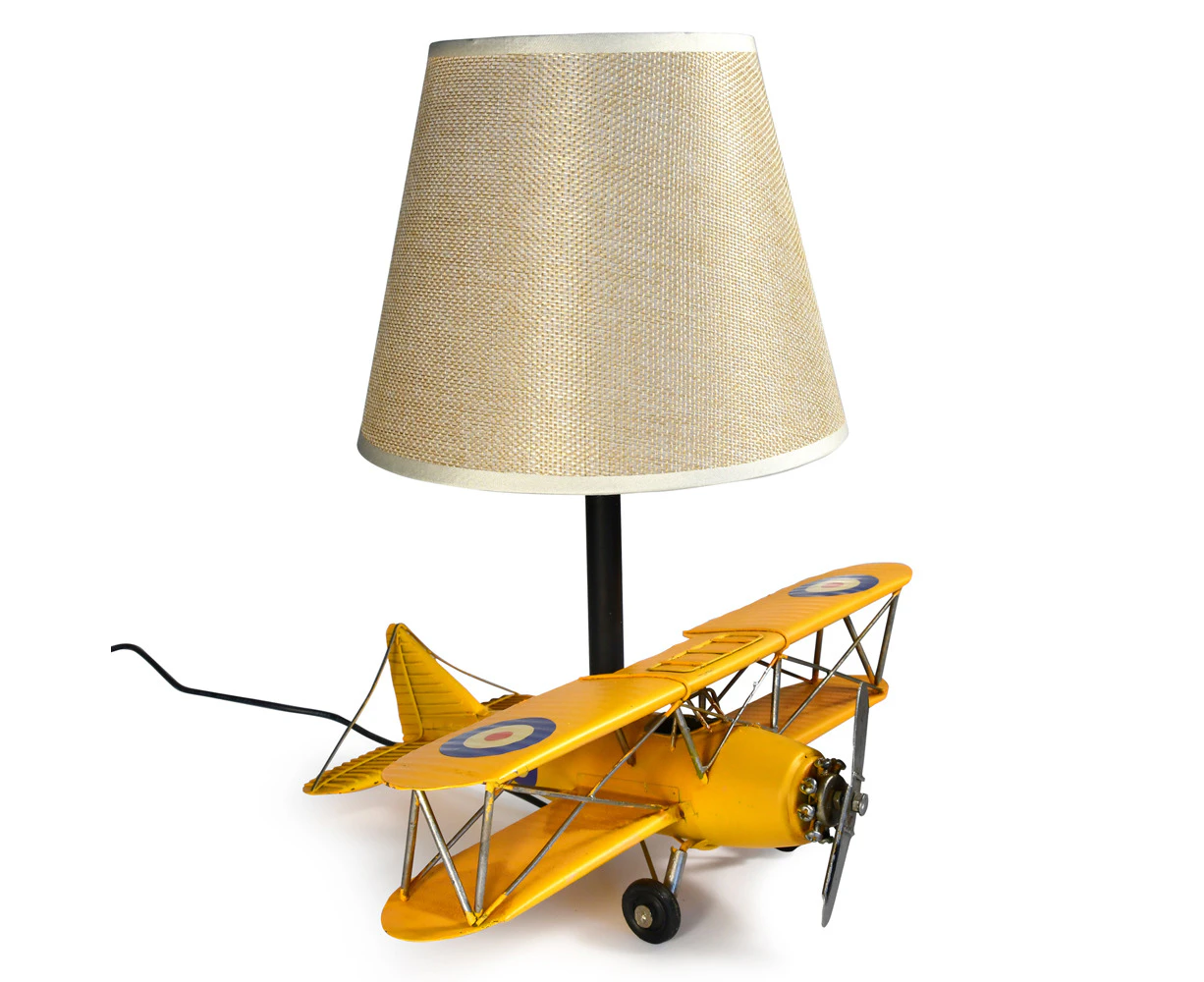 Auto Petit USB LED Desk Lamp Curtis Jenny Plane 29x33cm Retro Home Decor Yellow