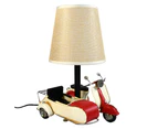 Auto Petit USB LED Desk/Table Lamp Scooter & Sidecar Home Decor 18x26cm Red