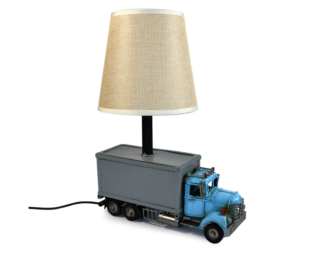 Auto Petit USB LED Desk/Table Lamp Container Truck Home Decor 21x27cm Blue