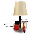 Auto Petit USB LED Desk/Table Lamp Scooter & Sidecar Home Decor 18x26cm Red