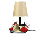 Auto Petit USB LED Desk/Table Lamp Scooter & Sidecar Home Decor 18x26cm Red