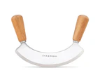 Cole & Mason Ashden Stainless Steel Mezzaluna Herb/Garlic Chopper w/Acacia Board