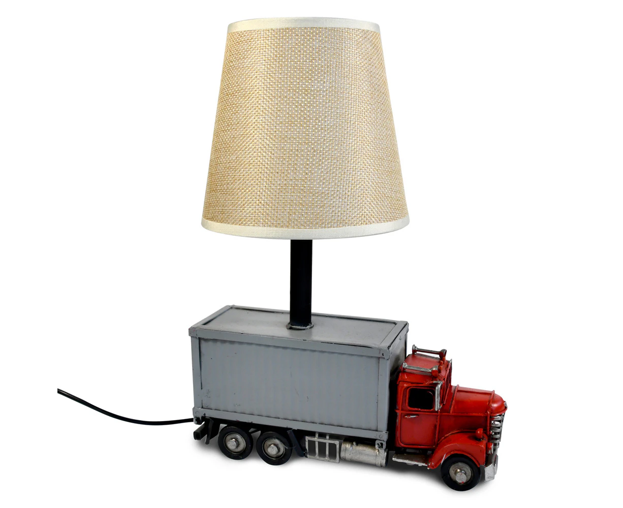 Auto Petit USB LED Desk/Table Lamp Container Truck Home Decor 21x27cm Red