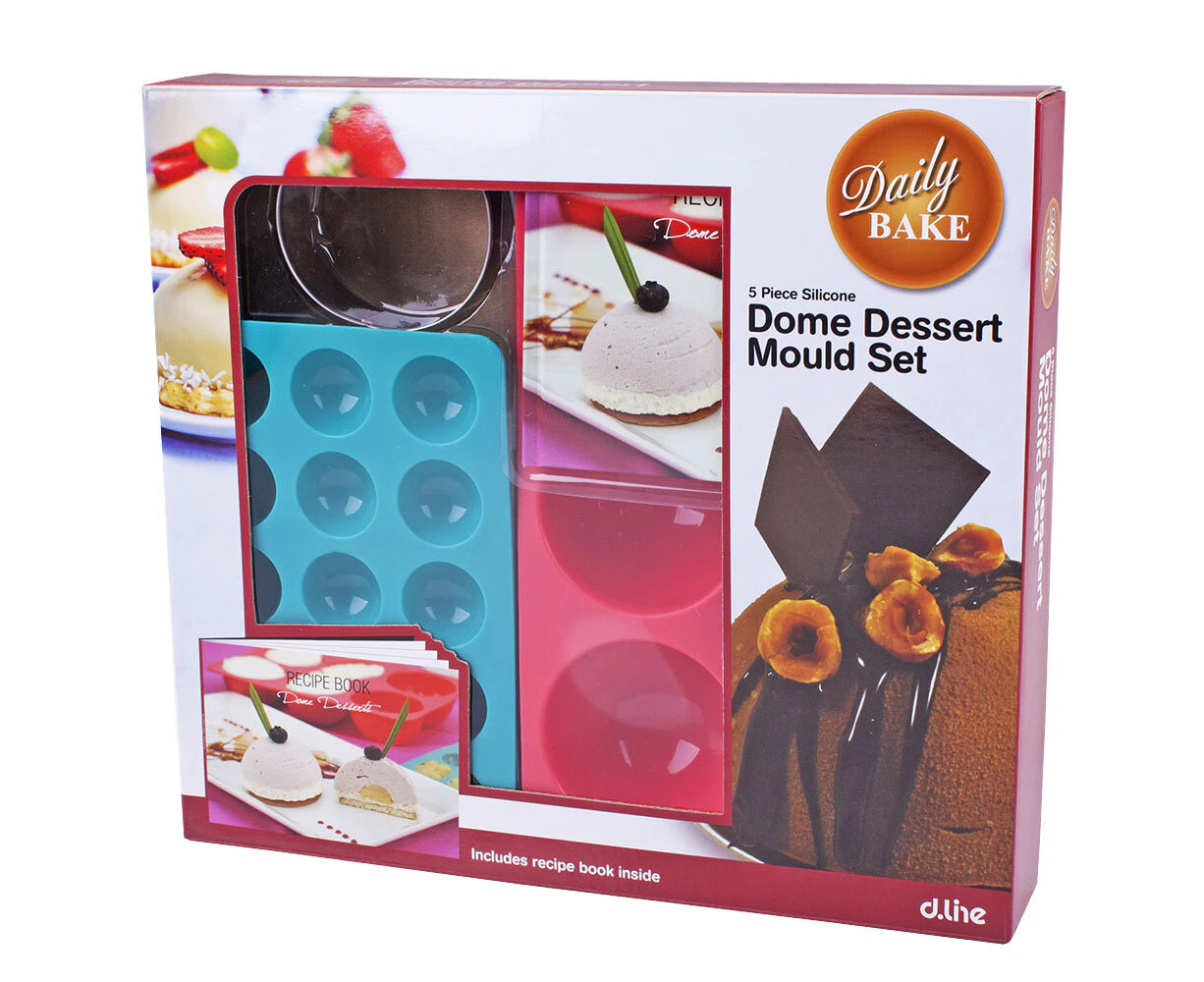 5pc Daily Bake Silicone Dome Dessert Mould/Tray Gift Set w/ Recipie Book