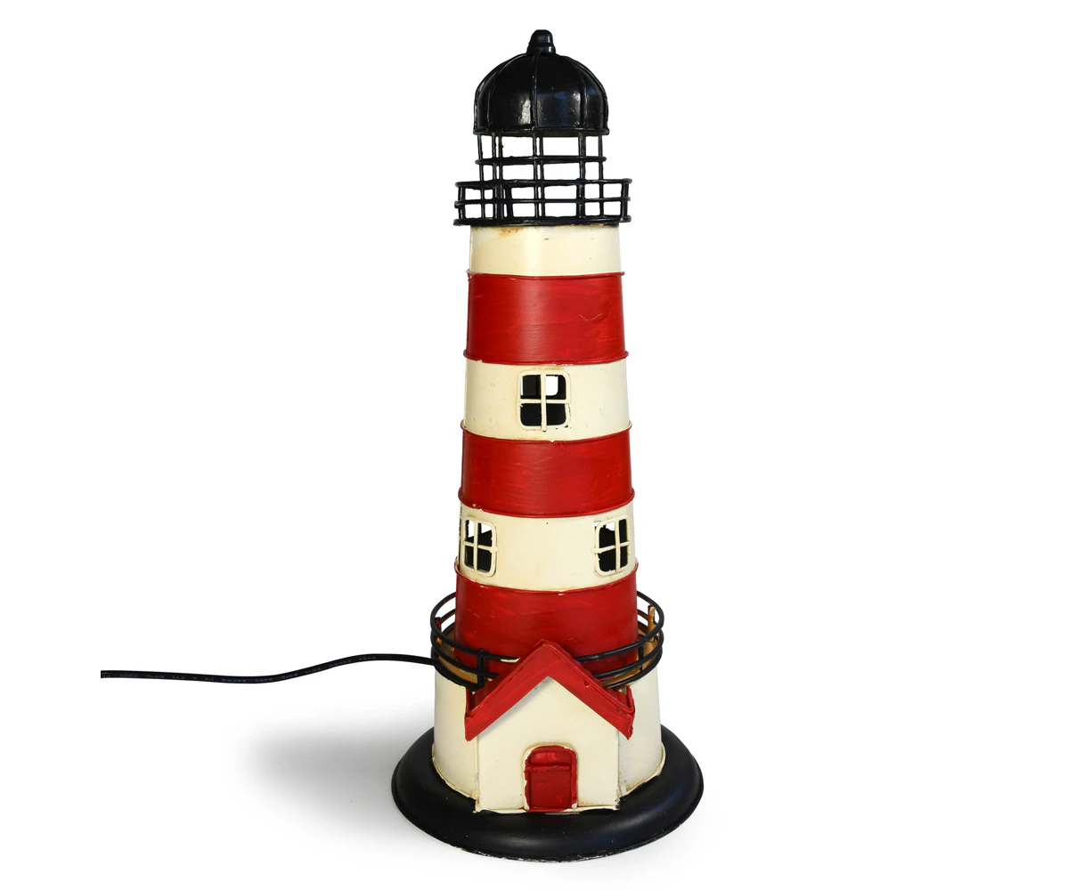 Auto Petit USB LED Desk/Table Lamp Lighthouse Retro Home Decor 13x32cm Red