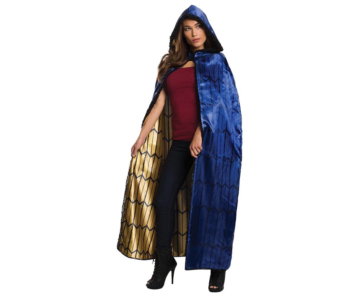 DC Comics Wonder Woman Deluxe Satin Cape Adult/Ladies Hooded Costume Cloak Blue