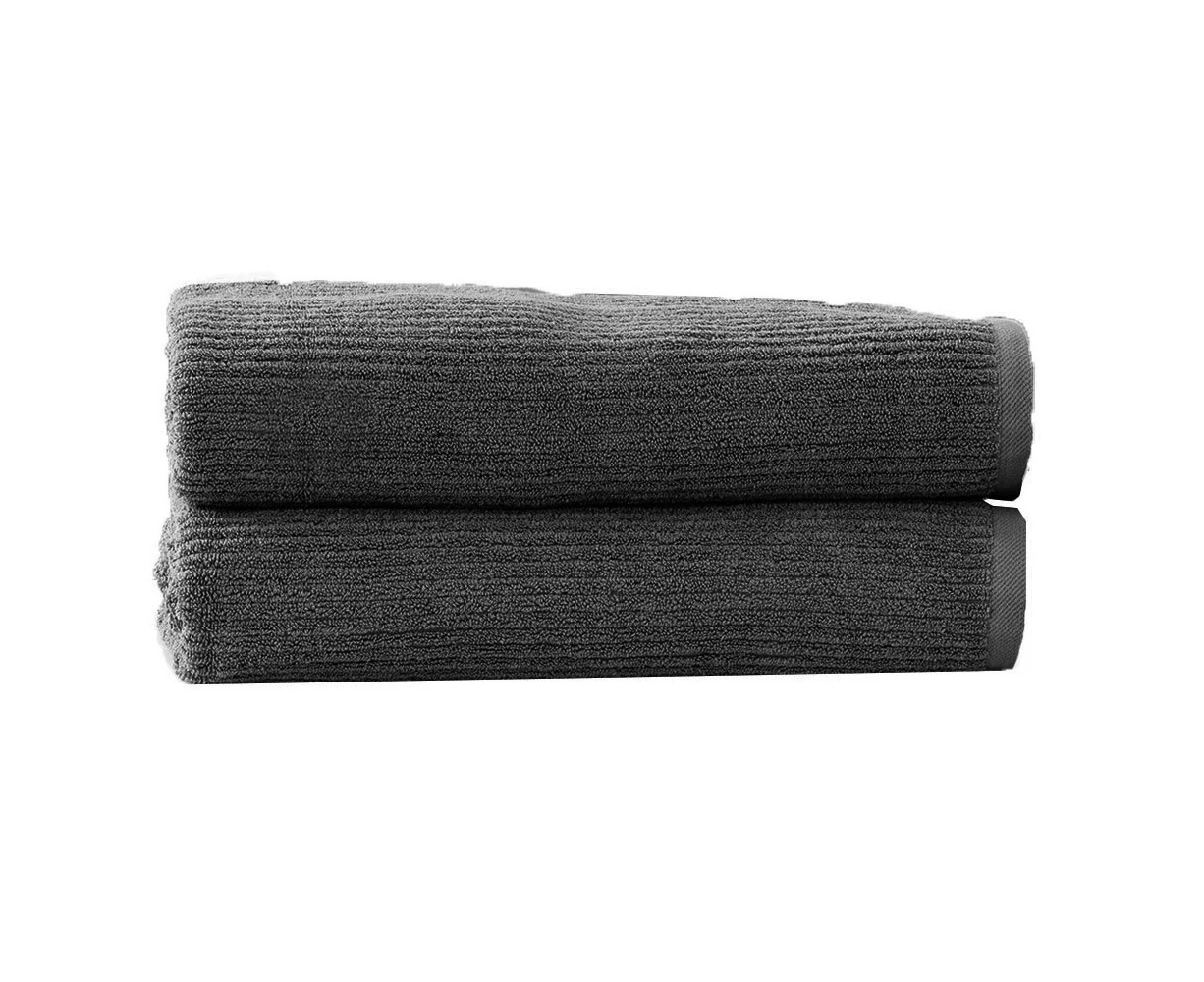 Renee Taylor Cobblestone 2 Pack Bath Sheet - Granite