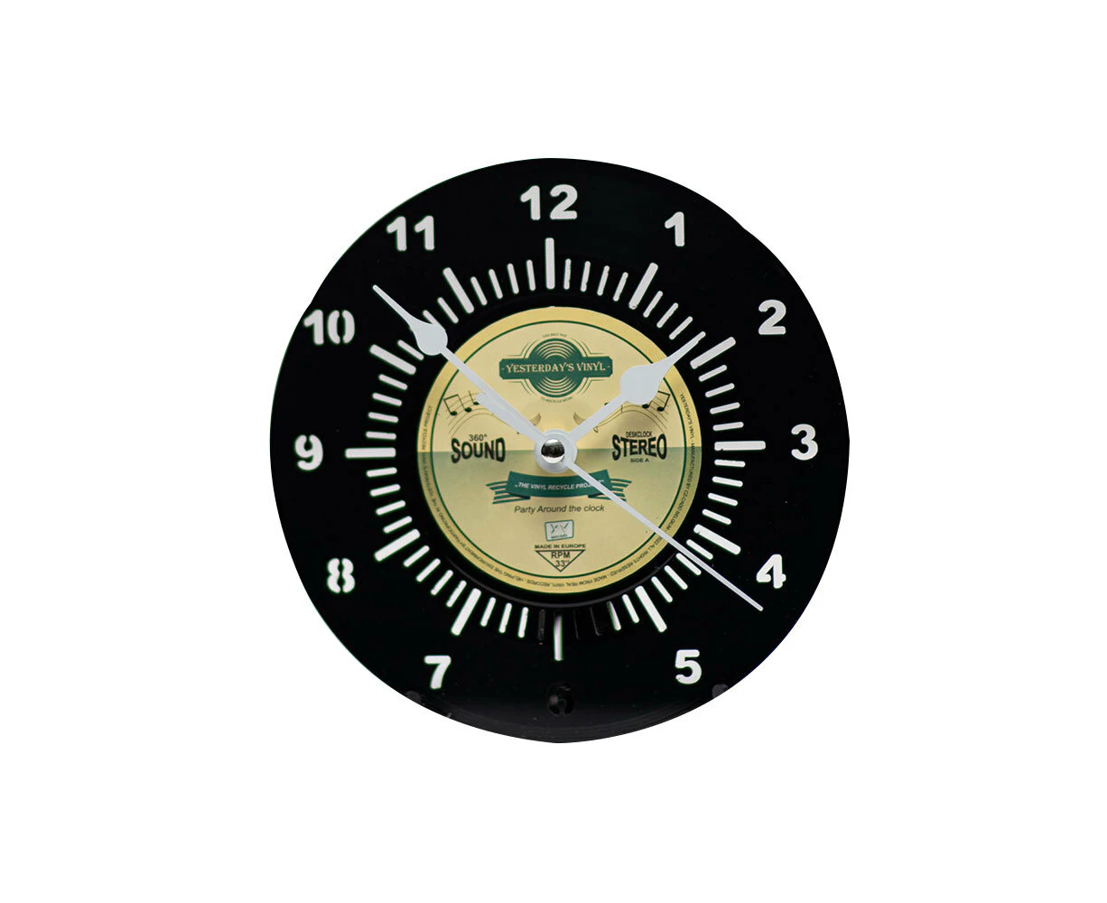 Yesterday’s Recycled Vinyl Music Lover Battery Deskclock Yellow/Green 18cm