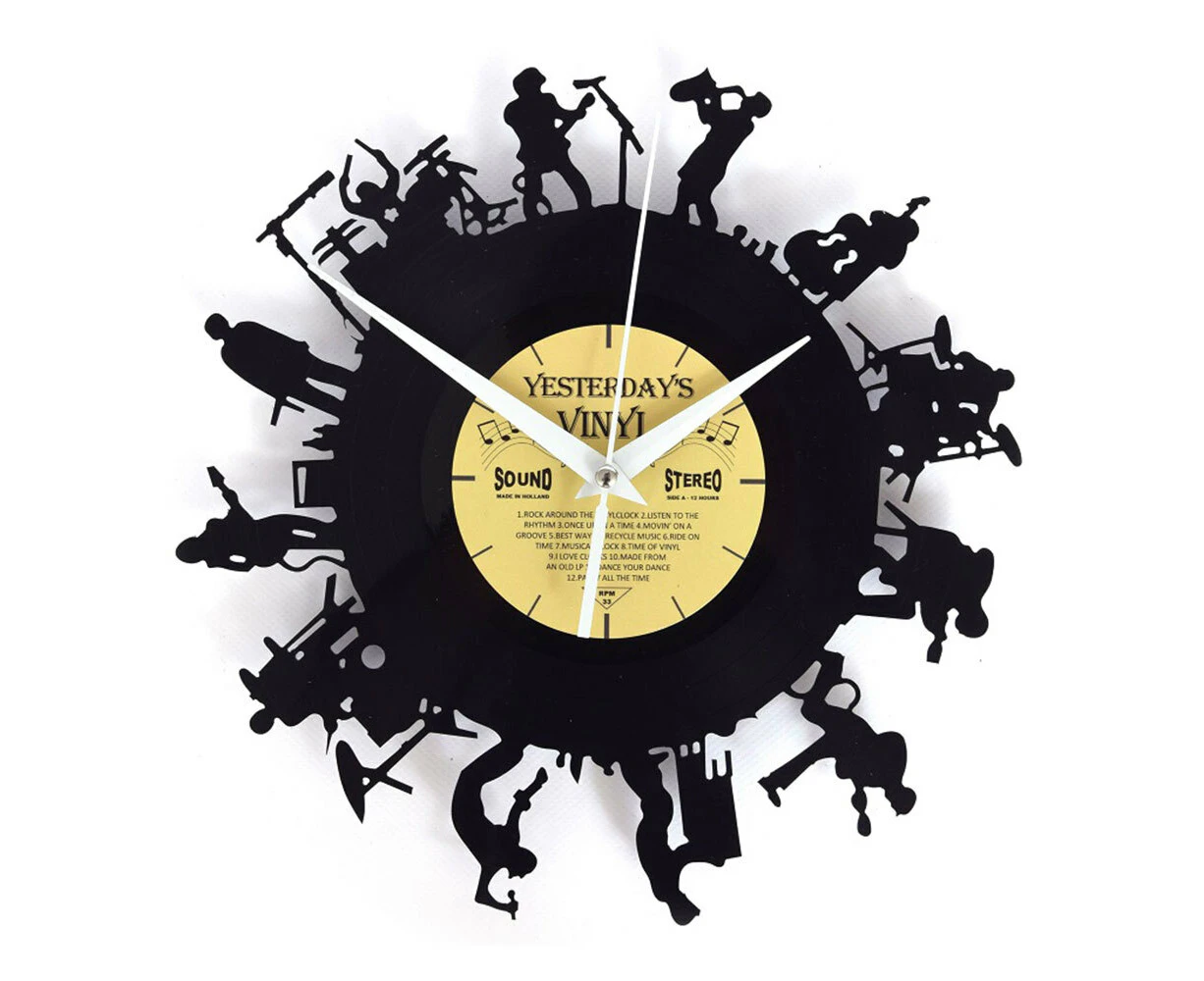 Yesterday’s Recycled Vinyl Rock Lover Memorabilia Battery Clock Music Band