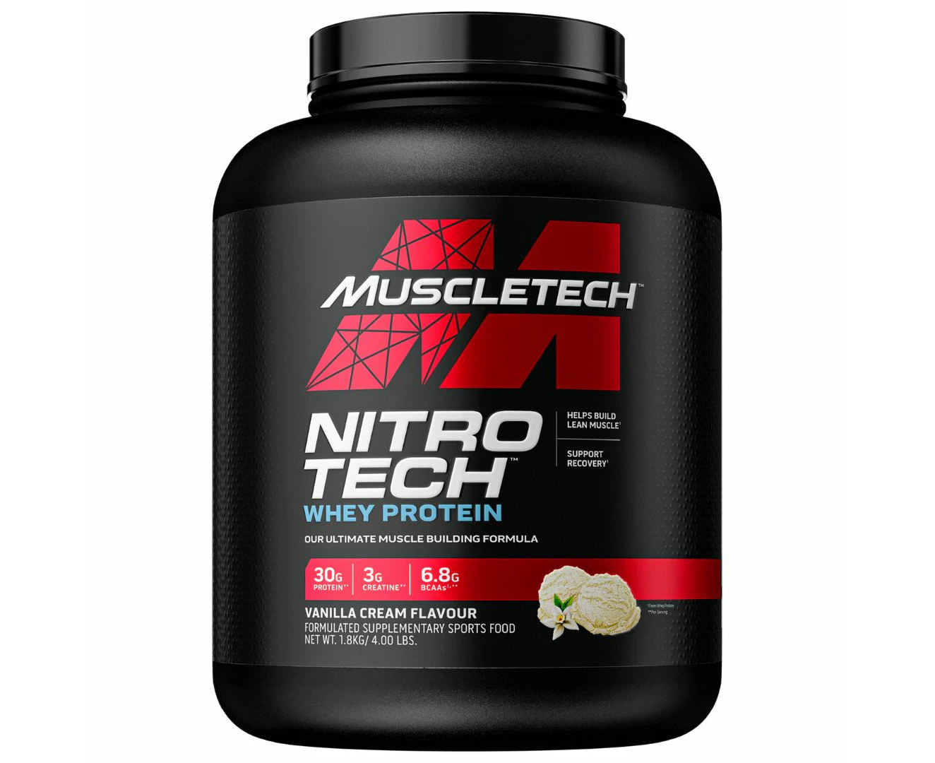 MUSCLETECH NitroTech Whey Peptides & Isolate Protein 4 lbs (1.81 kg) - Vanilla