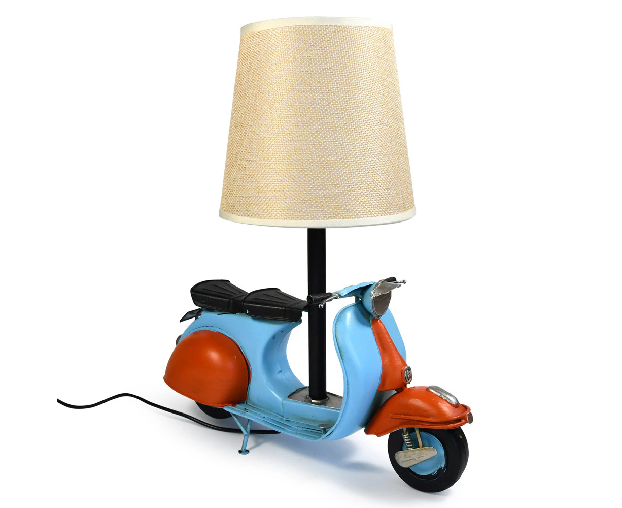 Auto Petit USB LED Desk/Table Lamp Scooter 29x34cm Retro Home Decor Blue/Red