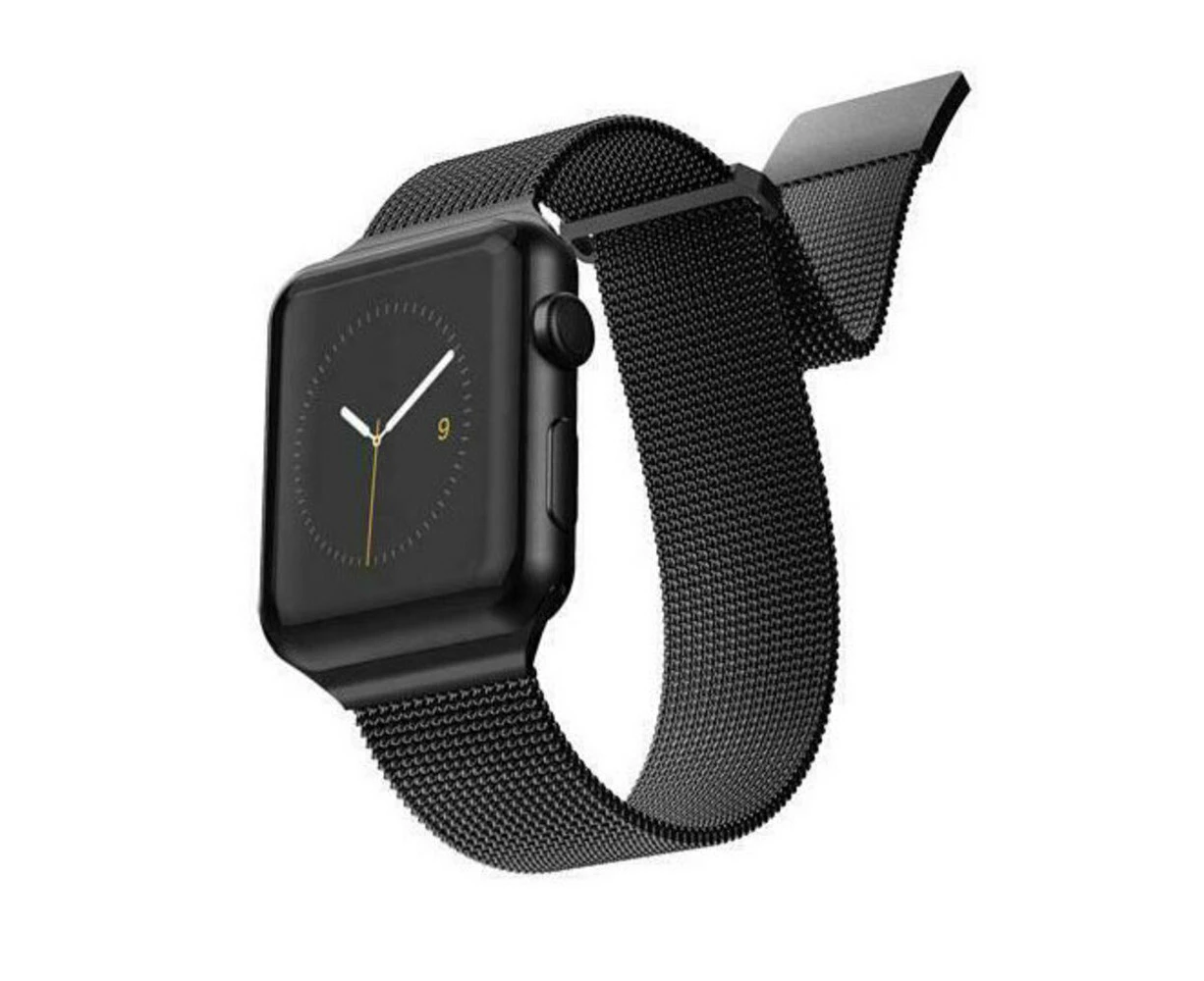 X-Doria Stainless Steel Mesh Wrist Band Strap For 44mm-42mm Apple iWatch Black