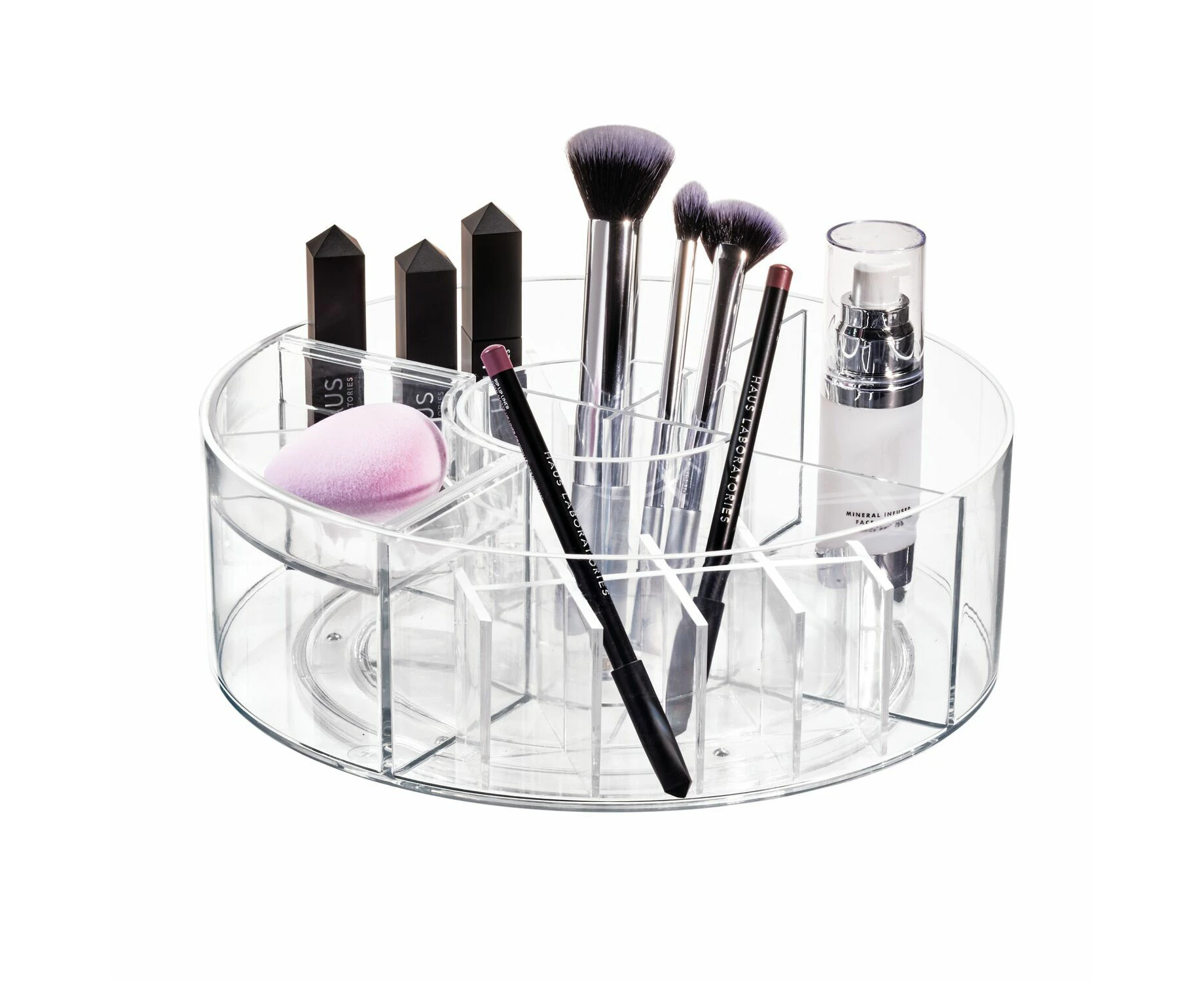 iDesign 25.4cm Cosmetic Carousel Makeup Storage Organiser Clear/Matte White