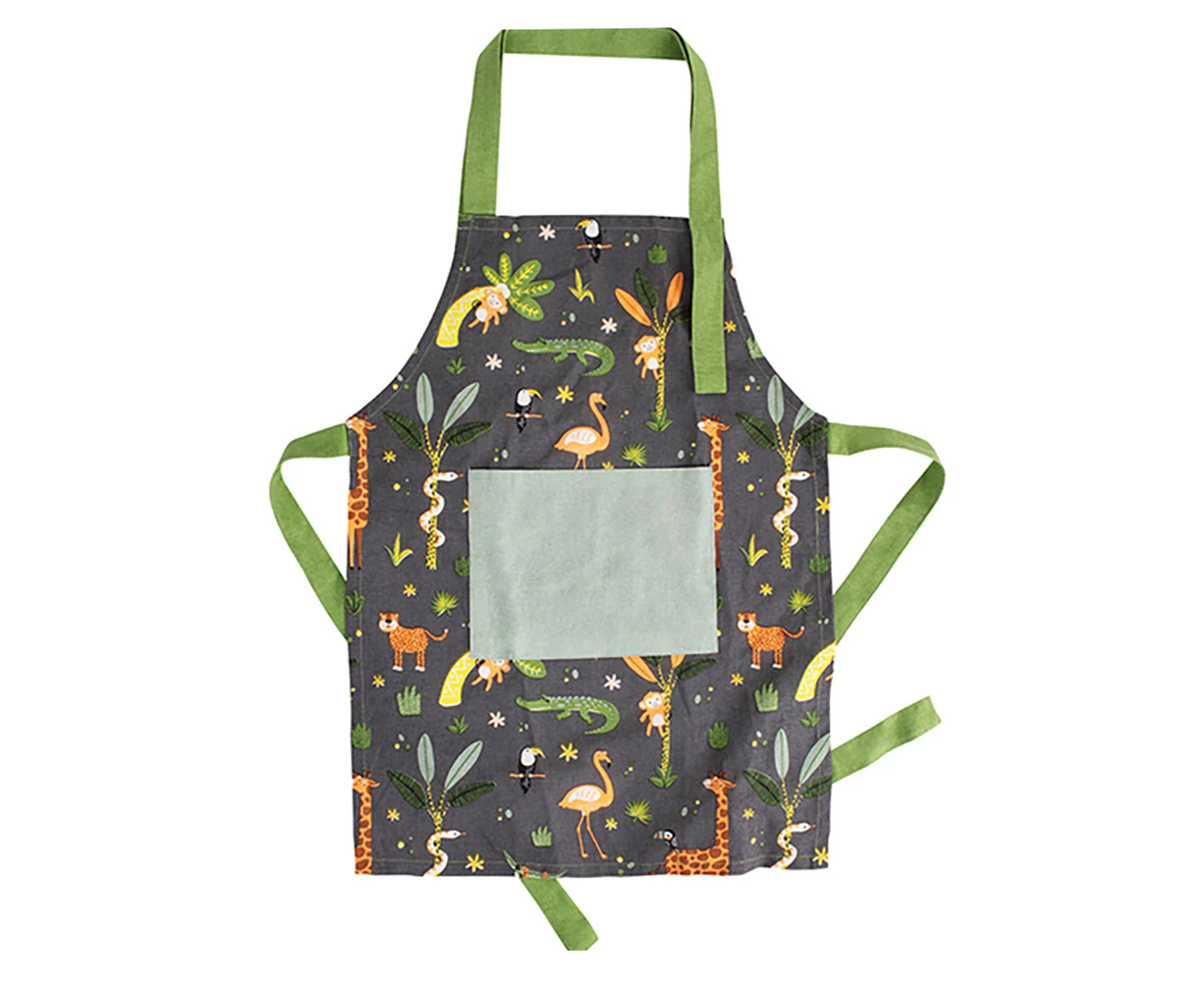 Ladelle 40x55cm Jungle Recycled Cotton Kids/Childrens Cooking/Craft Pocket Apron