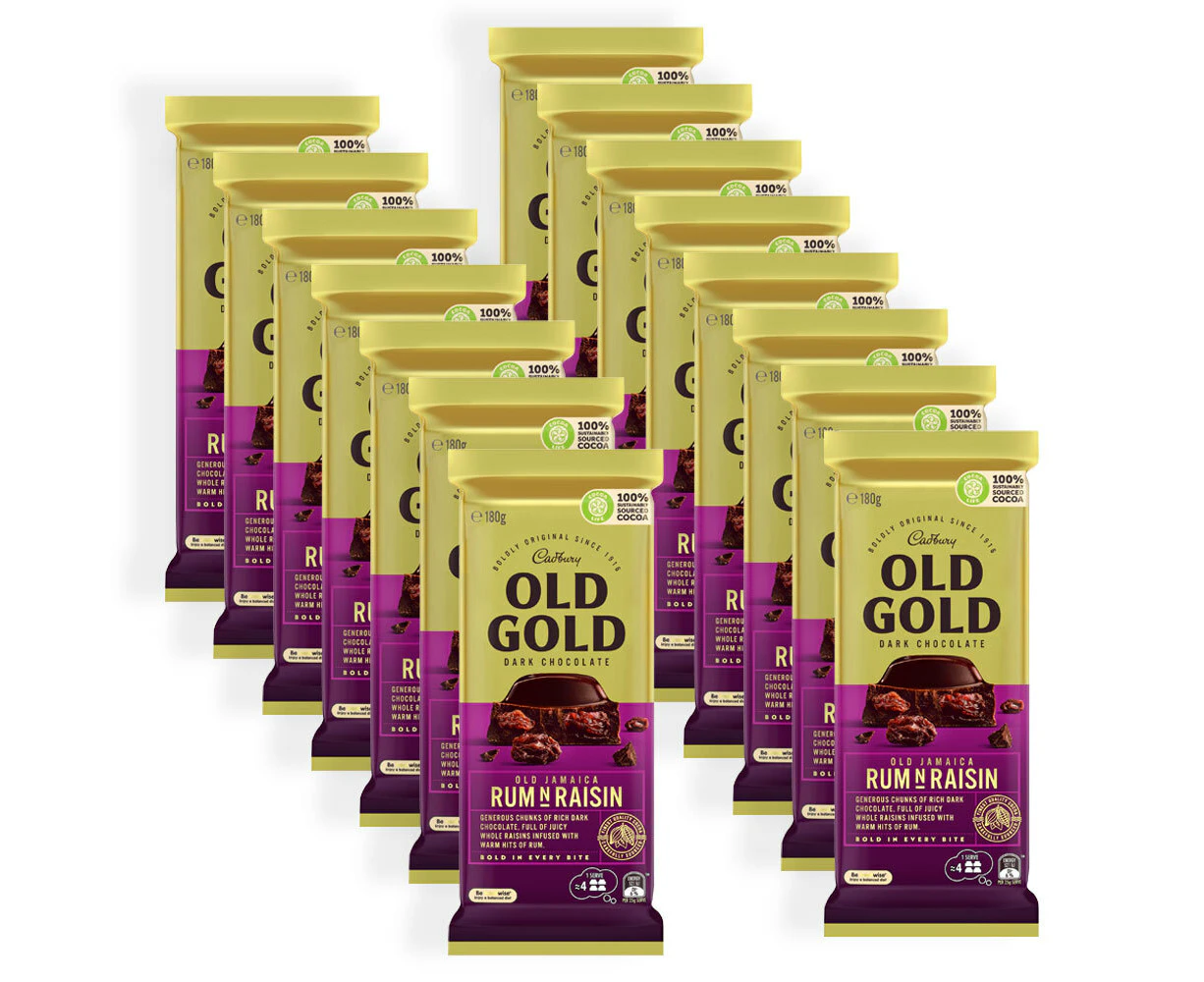 15pc Cadbury Old Gold Dark Choc Jamaica Rum & Raisin Chocolate/Candy Block 180g