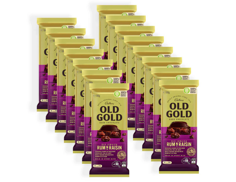 15pc Cadbury Old Gold Dark Choc Jamaica Rum & Raisin Chocolate/Candy Block 180g