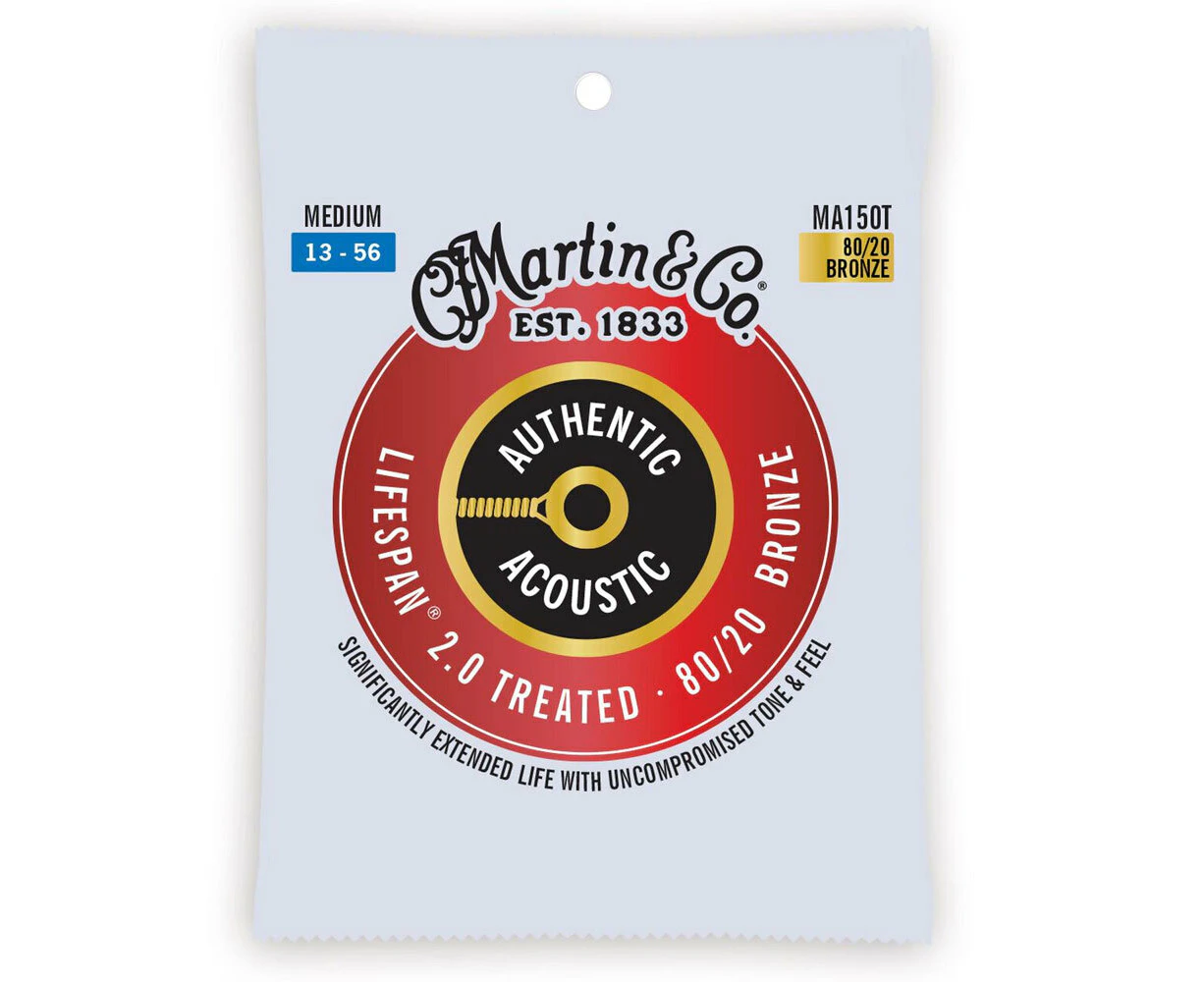 Martin Guitar Authentic Acoustic String Treated 80/20 Bronze MA150T Medium Gauge