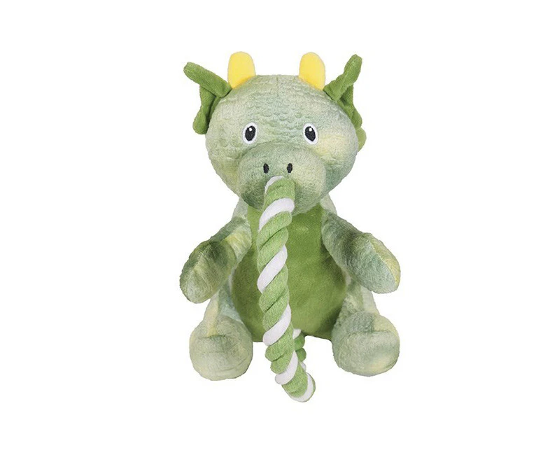 Rosewood 21cm Rope Dragon Soft Plush Pet Dog Interactive Squeaker Toy Green