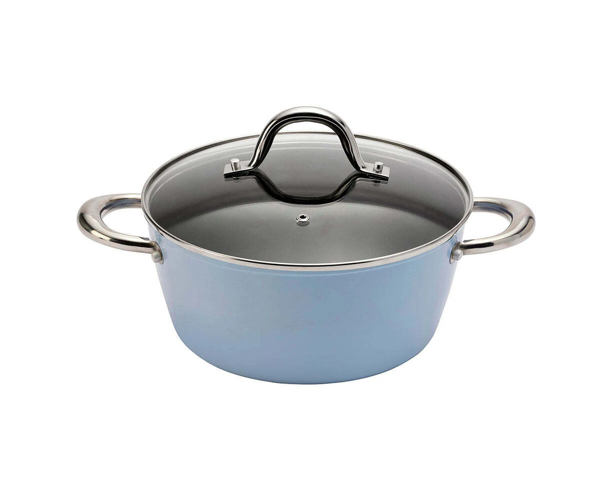 Wiltshire Easycook Blue Non-Stick Aluminium Glass Lid Casserole Dish 24cm