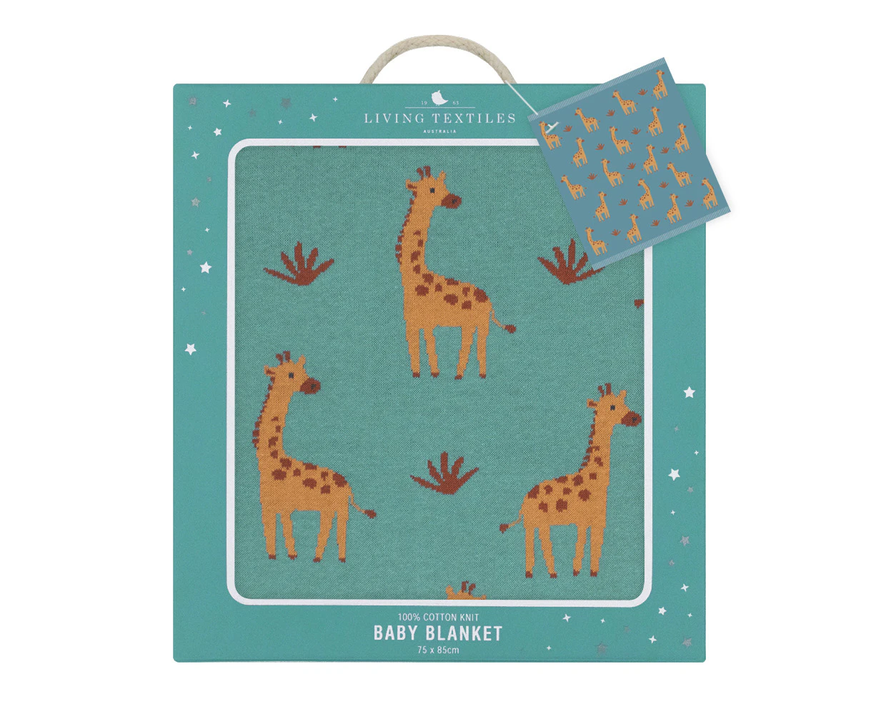 Living Textiles 85cm Whimsical Baby Blanket Infant Pram Comforter Giraffe/Sage