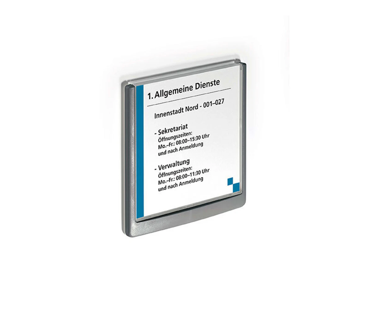 Durable 14cm Plastic Click Door Sign w/ Assembly Kit Information Holder Grey