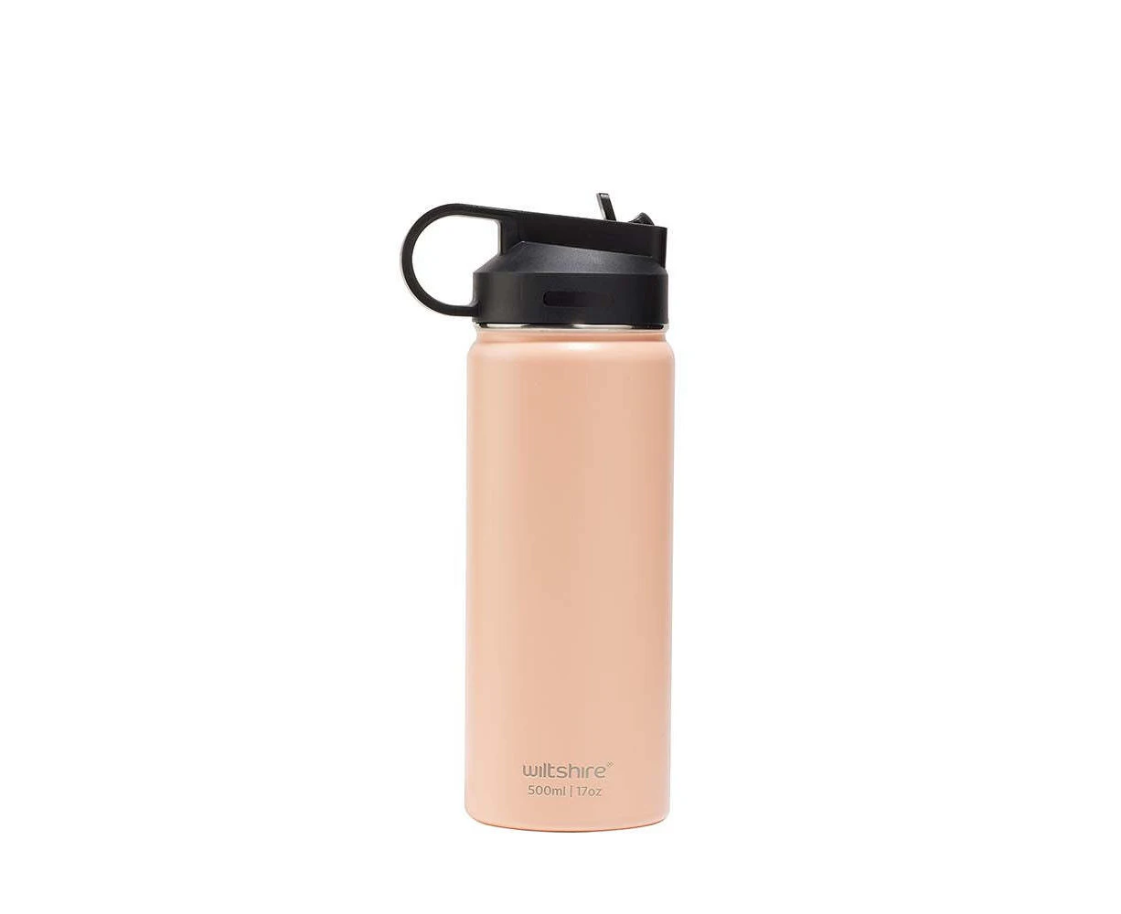 Wiltshire Insulated Wide Stainless Steel Drinking Water Bottle Peach 500ml